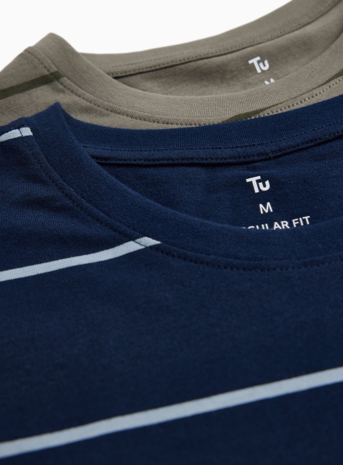 Navy & Khaki Stripe T-Shirts 2 Pack XL - Image 3 thumbnail